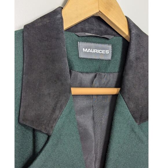 Vintage Maurices Suede Wool Emerald Green Blazer Jacket 90s Y2K Retro Workwear - Picture 6 of 9